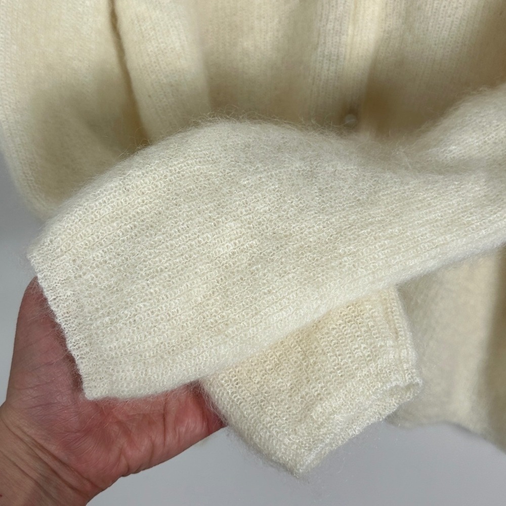 Sezane Gaspard Kid Mohair Alpaca Reversible Knit Sweater Ecru Cream Size Large - Picture 7 of 16